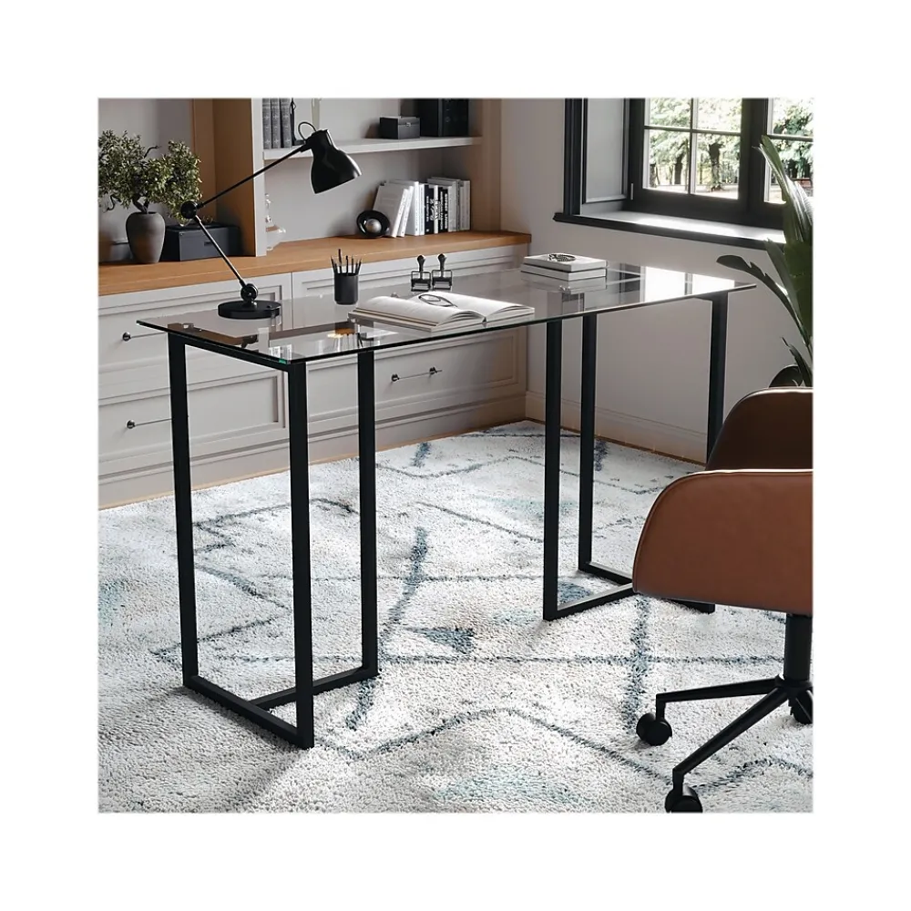 Computer Desks*Martha Stewart Eli 47"W Glass/Steel Home Office Desk, Clear/Oil-Rubbed Bronze (XUDK1BK)