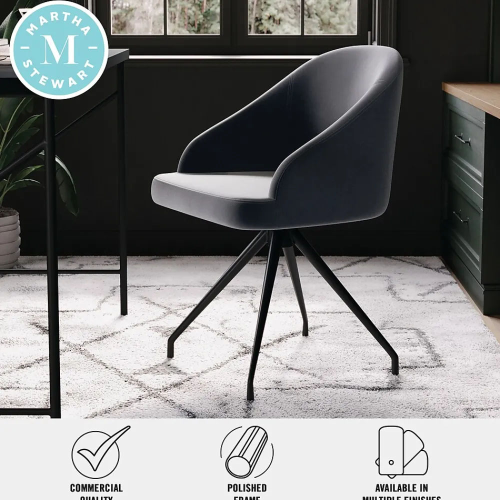 Office Chairs*Martha Stewart Sora Fabric Swivel Stationary Office Chair, Gray/Oil Rubbed Bronze (CH222119GYBK)