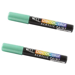 Markers|JAM Paper Marvy Uchida Acrylic Paint Markers, Chisel Tip, Metallic Green, 2/Pack (526315MGa)