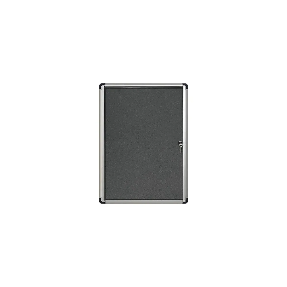 Bulletin*MasterVision ® Slim-Line Enclosed Fabric Bulletin Board, Gray, 38" X 28" X 1 3/8" (VT630103690)