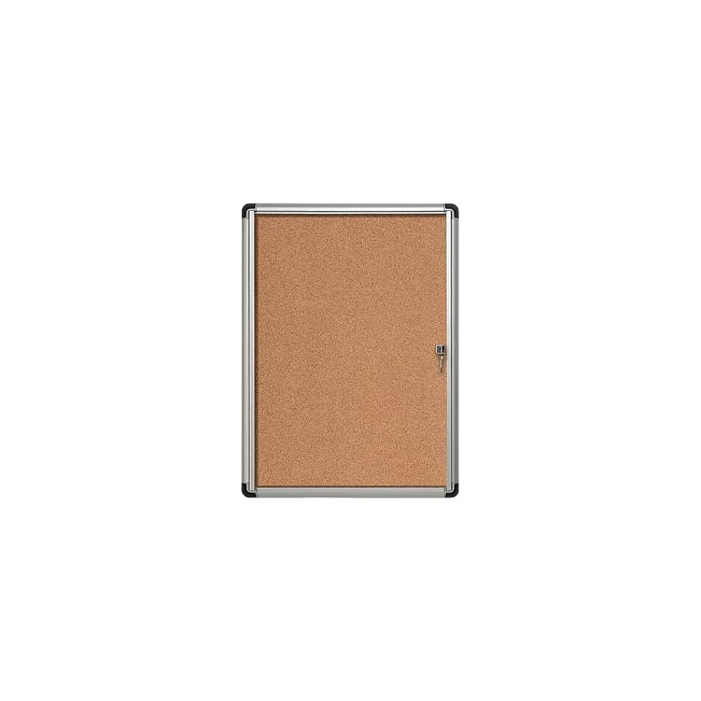 Bulletin*MasterVision ® Slim-Line Enclosed Cork Bulletin Board, Cork, 38" X 28" X 1 3/8" (VT630101690)