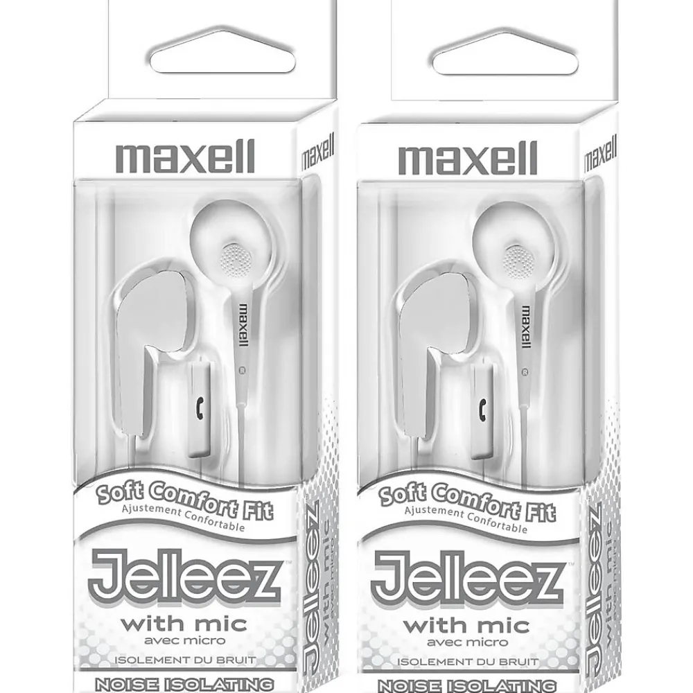 Maxell Jelleez Soft Earbuds with Mic, White, 2/Bundle (MAX199728-2)<Maxwell Best