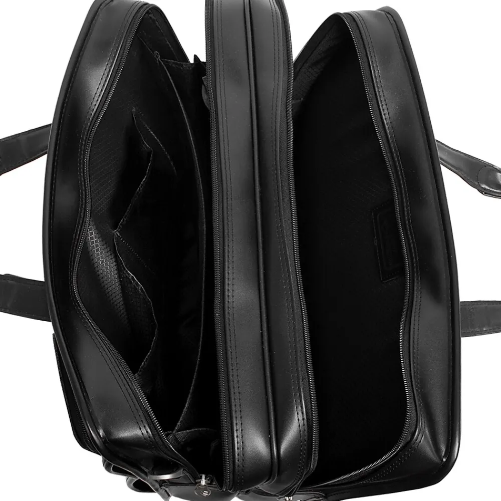 Clinton P Series Laptop Rolling Briefcase, Black Leather (88445)<McKlein Best