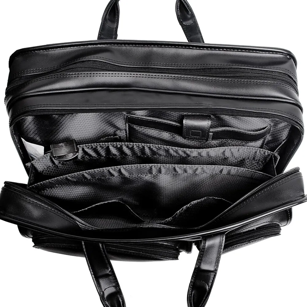 Clinton P Series Laptop Rolling Briefcase, Black Leather (88445)<McKlein Best