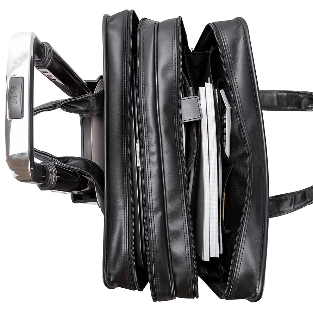 Clinton P Series Laptop Rolling Briefcase, Black Leather (88445)<McKlein Best