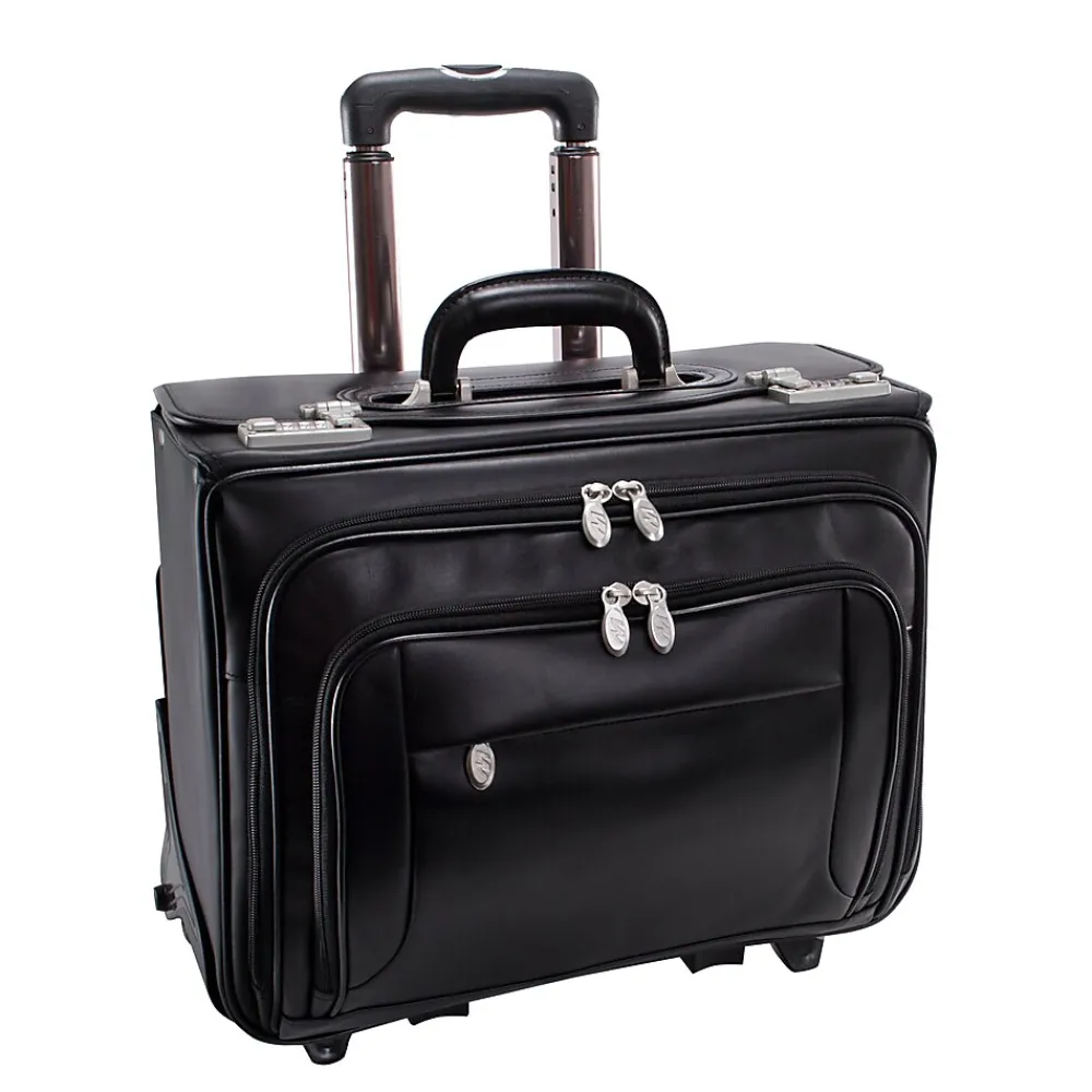 Laptop Roller, Black Leather (84665)<McKlein Clearance
