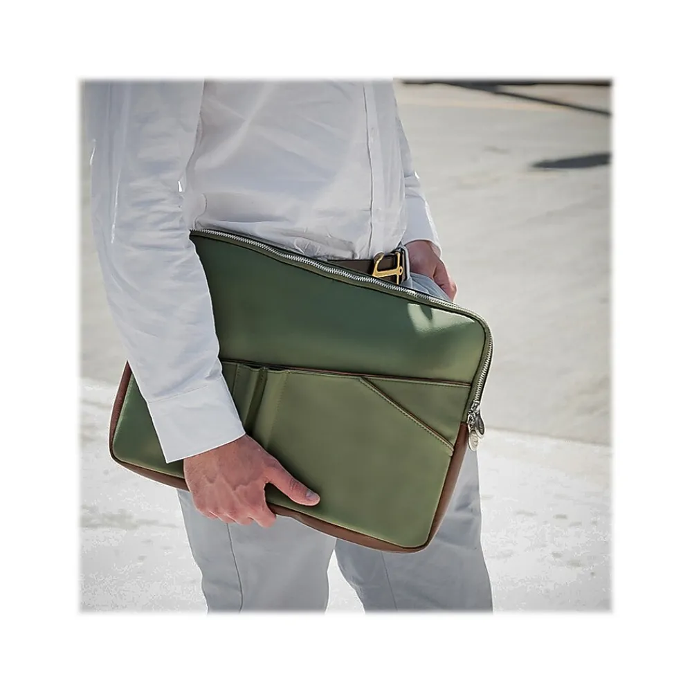 N Series AUBURN Nylon Laptop Sleeve for 15" Laptops, Green (18321)<McKlein Outlet