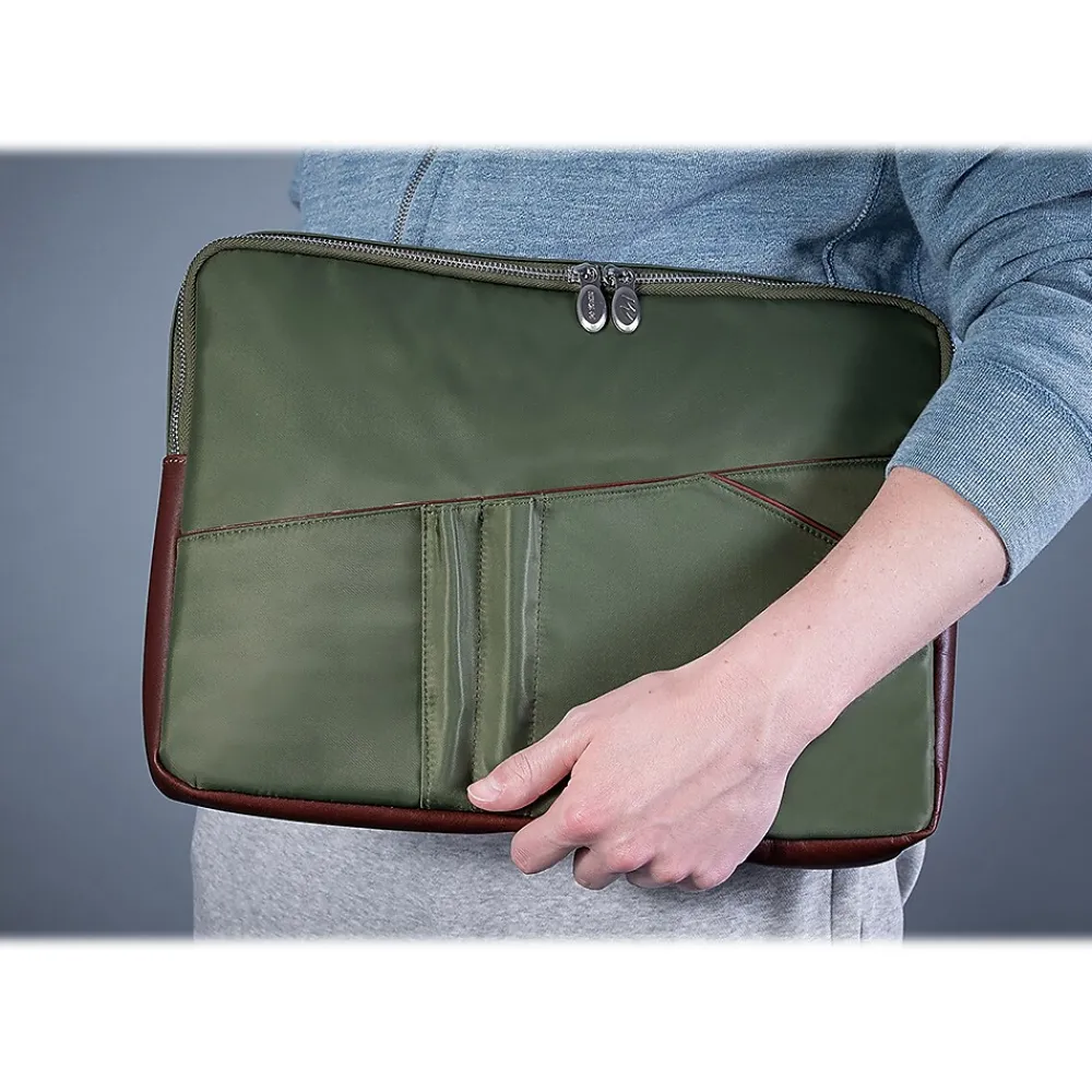 N Series AUBURN Nylon Laptop Sleeve for 15" Laptops, Green (18321)<McKlein Outlet
