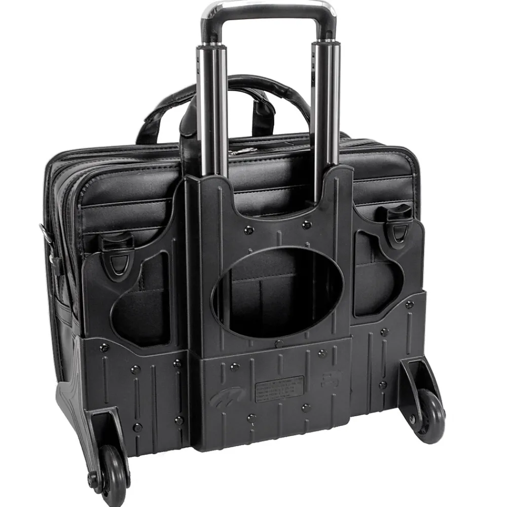 P Series Laptop Briefcase, Black Leather (86445)<McKlein