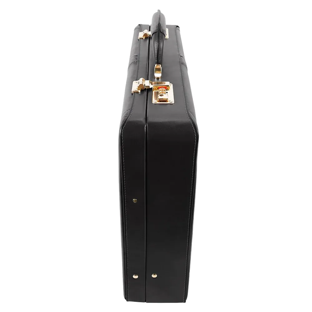 Reagan Attache Briefcase, Top Grain Cowhide Leather, Black (80445)<McKlein Sale