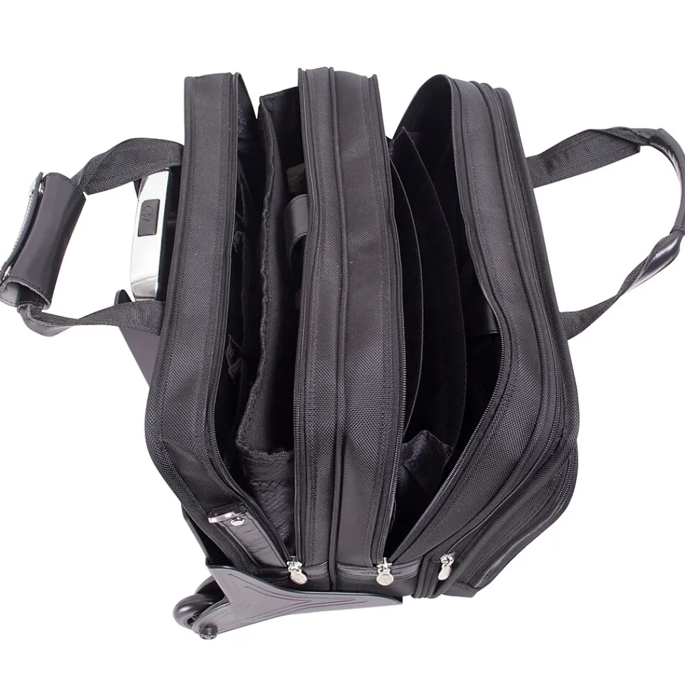 Roosevelt, Patented Detachable Wheeled Laptop Briefcase, Tech-Lite Ballistic Nylon, Black (74555)<McKlein Best
