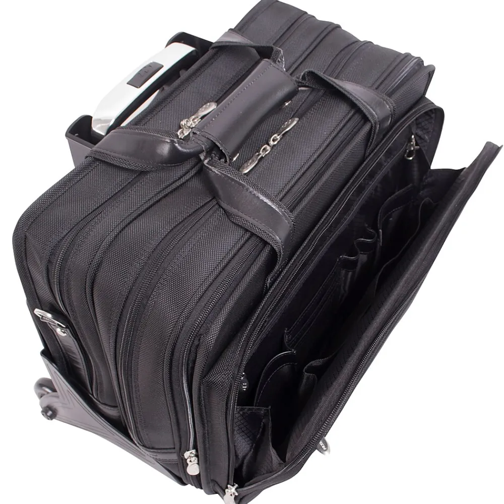 Roosevelt, Patented Detachable Wheeled Laptop Briefcase, Tech-Lite Ballistic Nylon, Black (74555)<McKlein Best