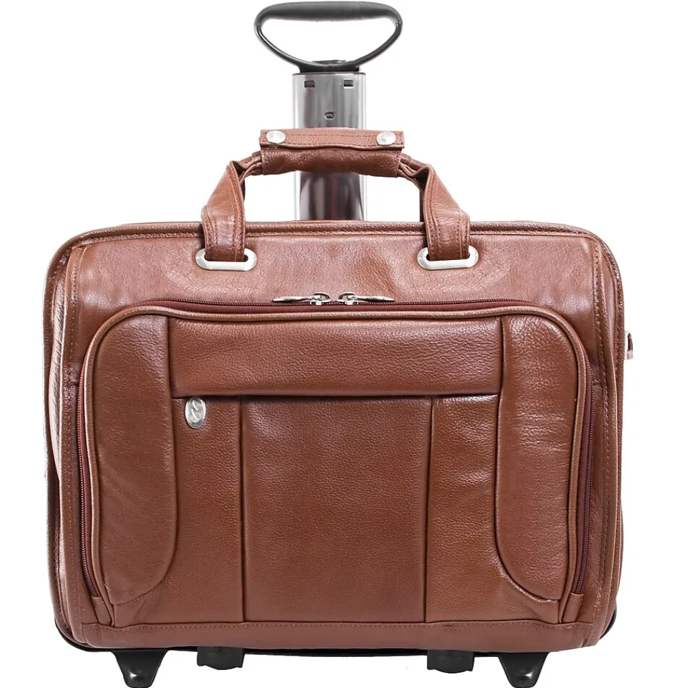 S Series, WEST TOWN, PebbleGrain Leather, Checkpoint-Friendly Detachable Wheeled Laptop Briefcase, Brown (15704)<McKlein Discount