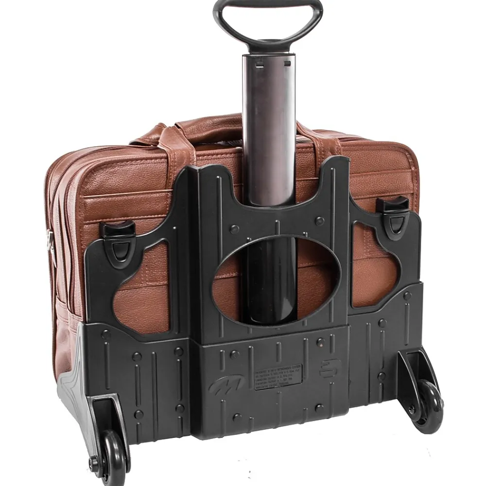S Series, WEST TOWN, PebbleGrain Leather, Checkpoint-Friendly Detachable Wheeled Laptop Briefcase, Brown (15704)<McKlein Discount