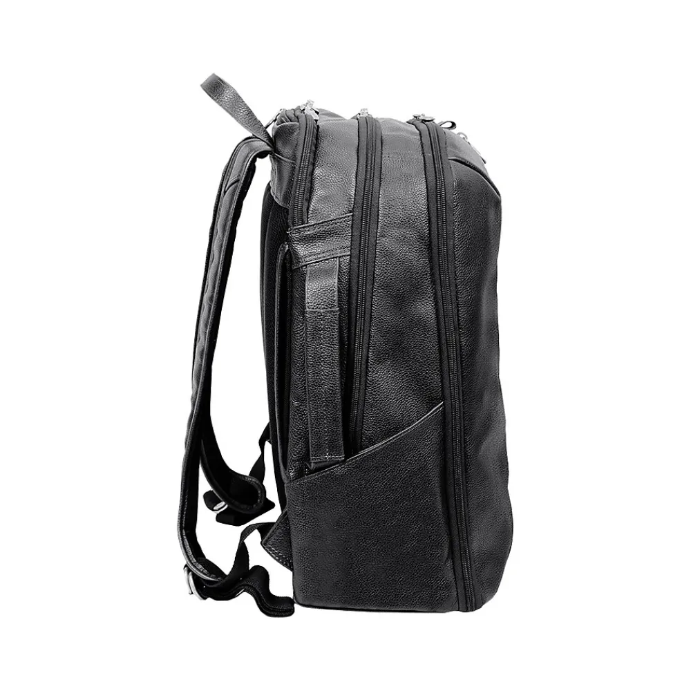 U Series Englewood Laptop Backpack, Black Leather (78895)<McKlein Outlet