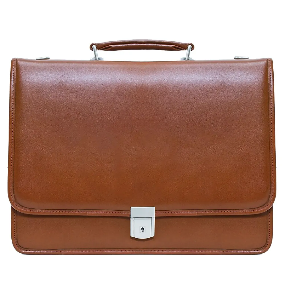 V Series, LEXINGTON, Top Grain Cowhide Leather,Flapover Double Compartment Briefcase, Brown (83544)<McKlein Sale