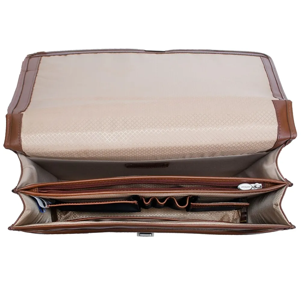 V Series, LEXINGTON, Top Grain Cowhide Leather,Flapover Double Compartment Briefcase, Brown (83544)<McKlein Sale
