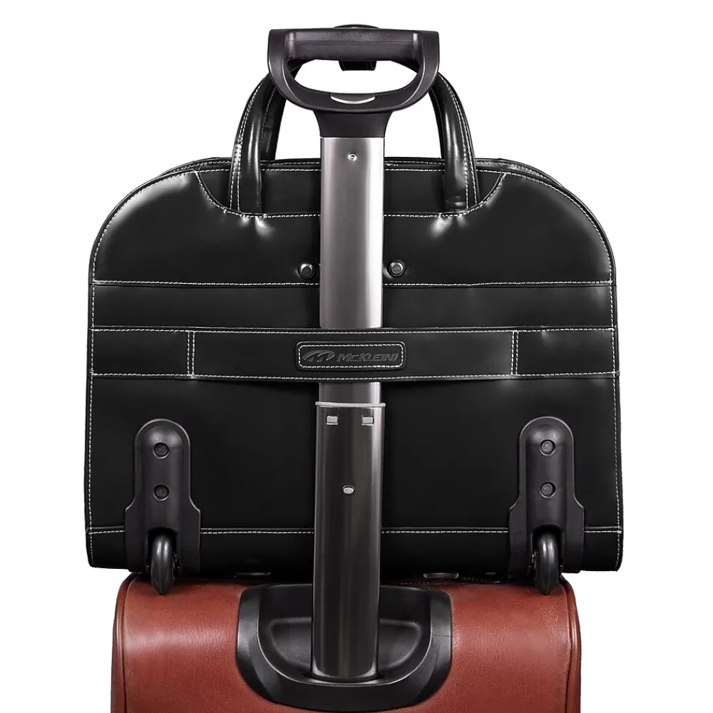 W Series Laptop Briefcase, Black Leather (96185A)<McKlein New