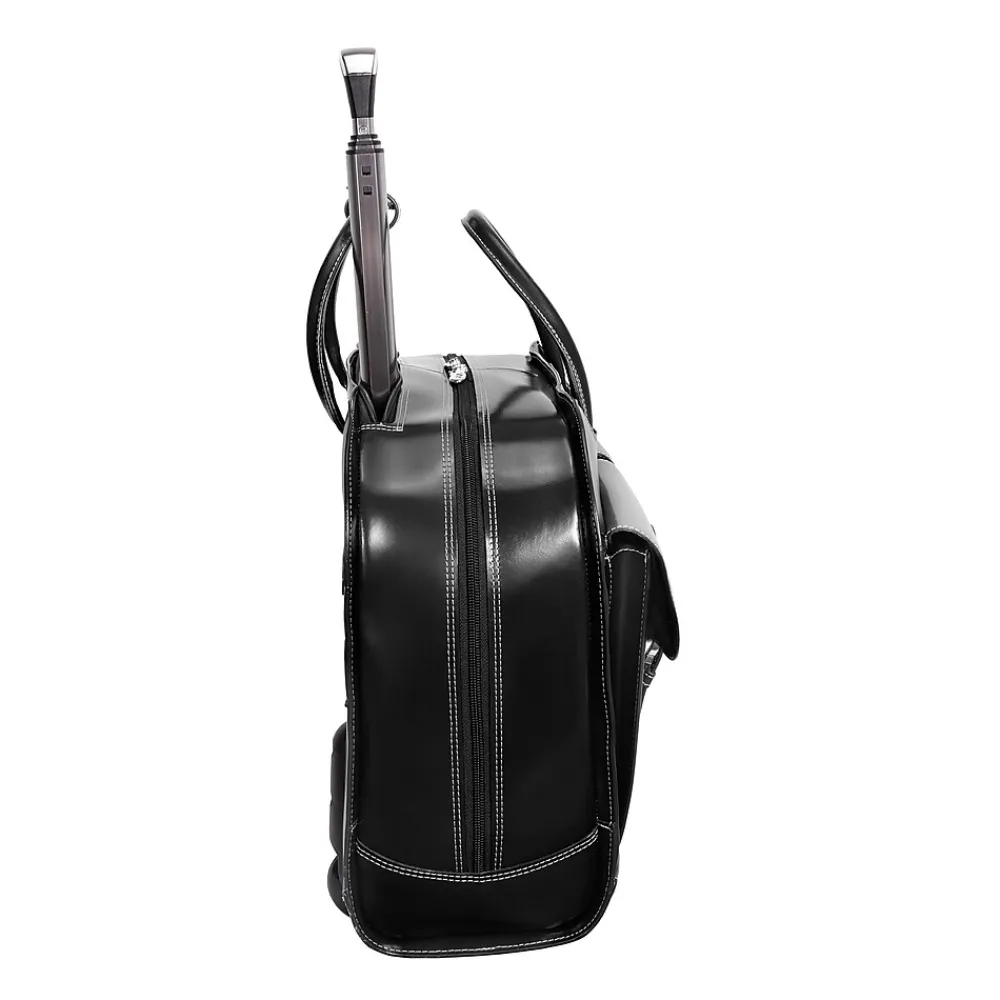 W Series Laptop Briefcase, Black Leather (96185A)<McKlein New