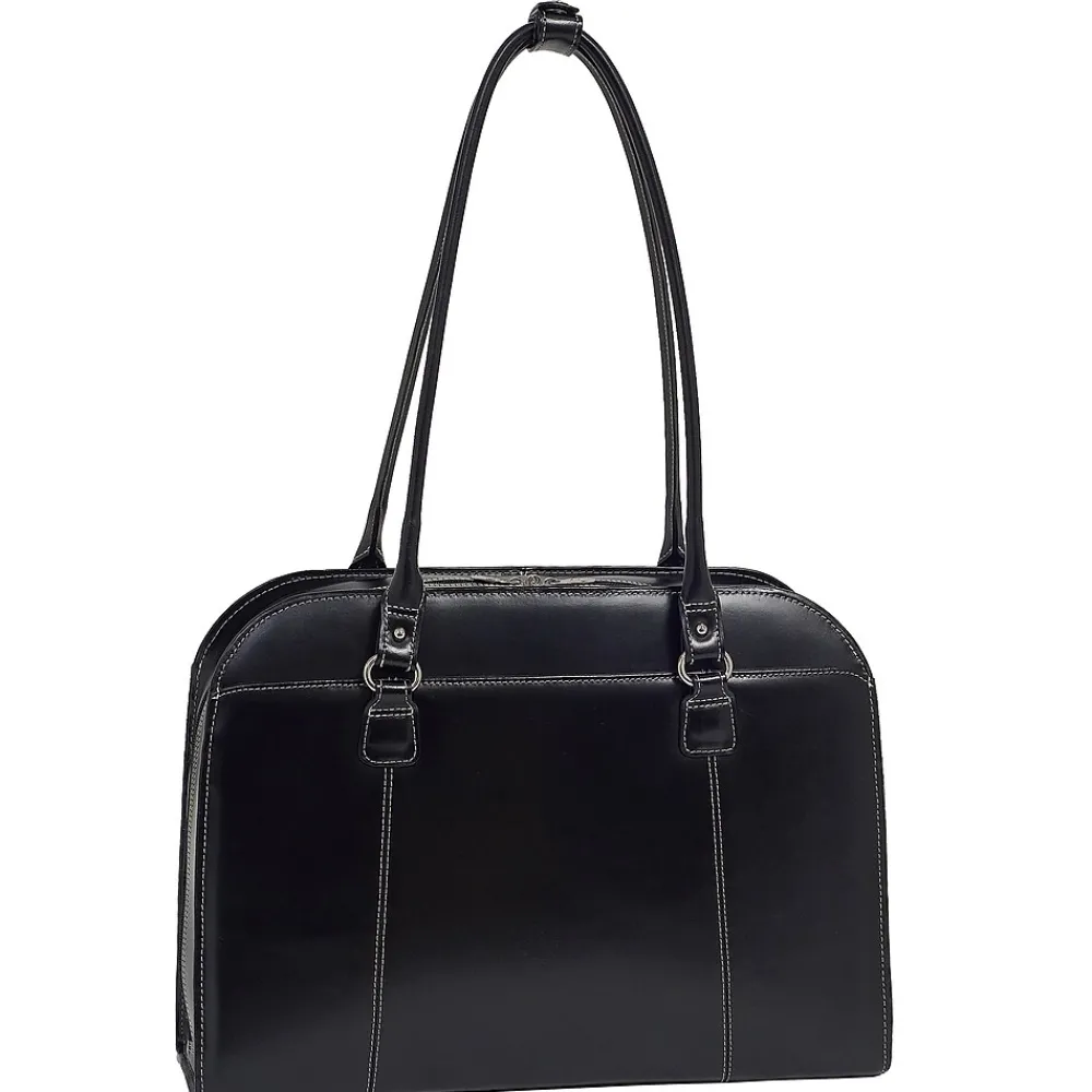 W Series Laptop Briefcase, Black Trimmed In Sand Leather (96525)<McKlein New