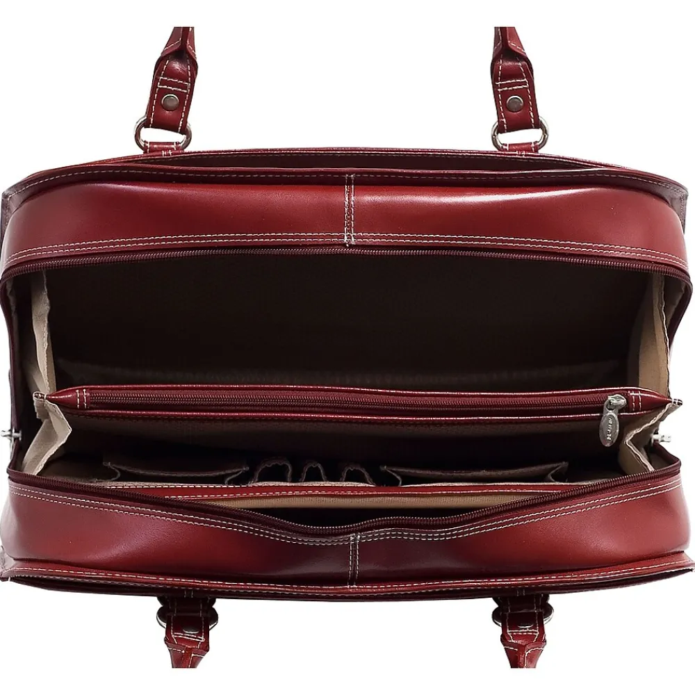 W Series Laptop Briefcase, Red Trimmed In Sand Leather (96526)<McKlein Outlet
