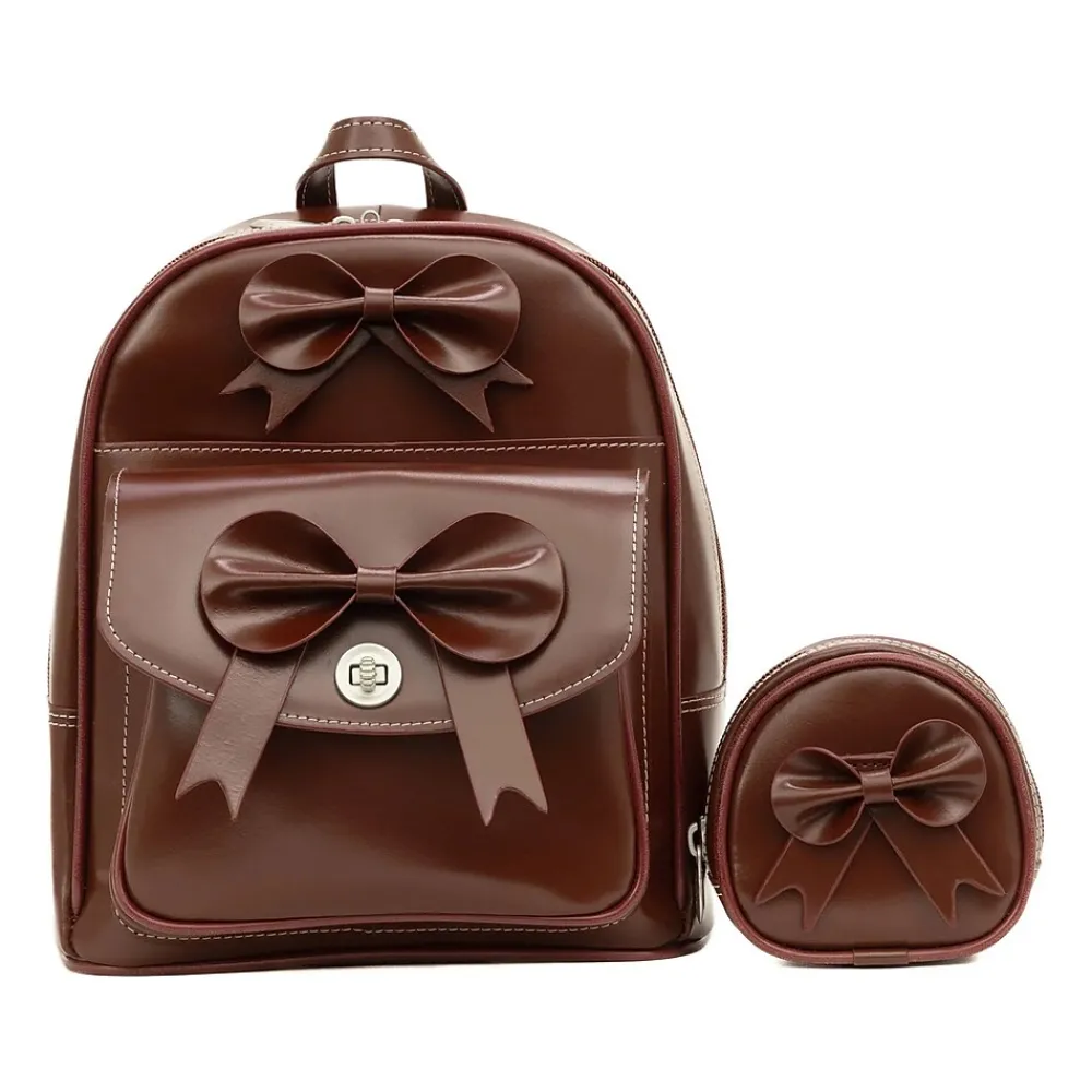 McKlein USA ACADIA Mini Bow Backpack with Coin Purse, Red (99716)