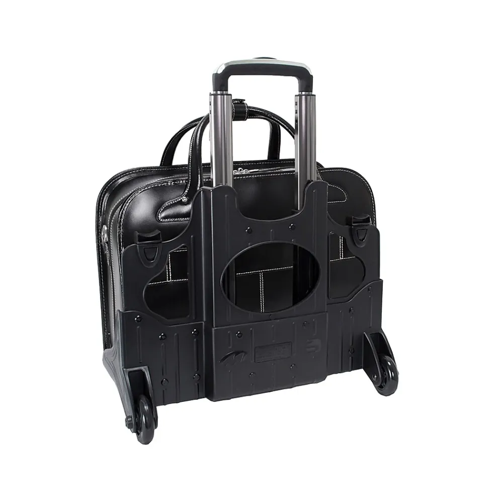 USA Berkeley W Series Leather Rolling Briefcase, Black (97045)<McKlein Clearance