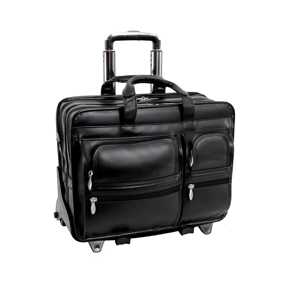 Laptop Bags|McKlein USA CLINTON 17" Leather Rolling Laptop Bag, Brown (88444)