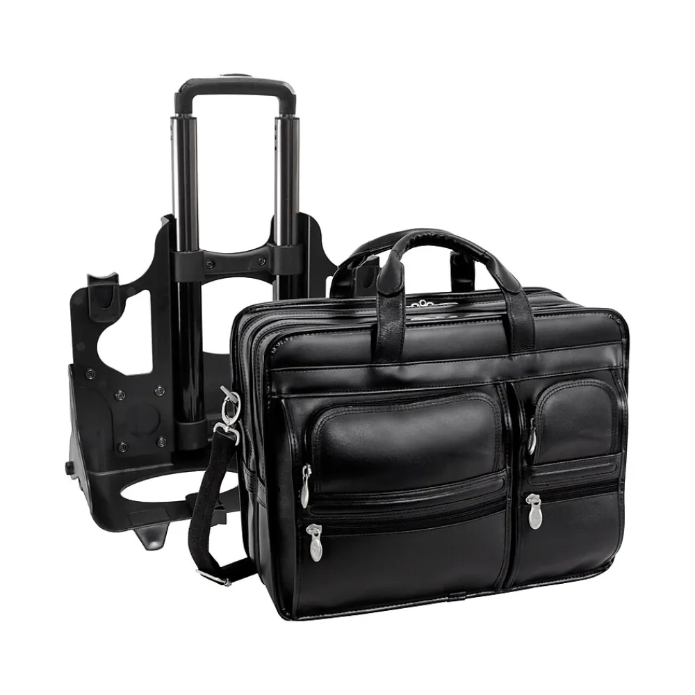 Laptop Bags|McKlein USA CLINTON 17" Leather Rolling Laptop Bag, Brown (88444)
