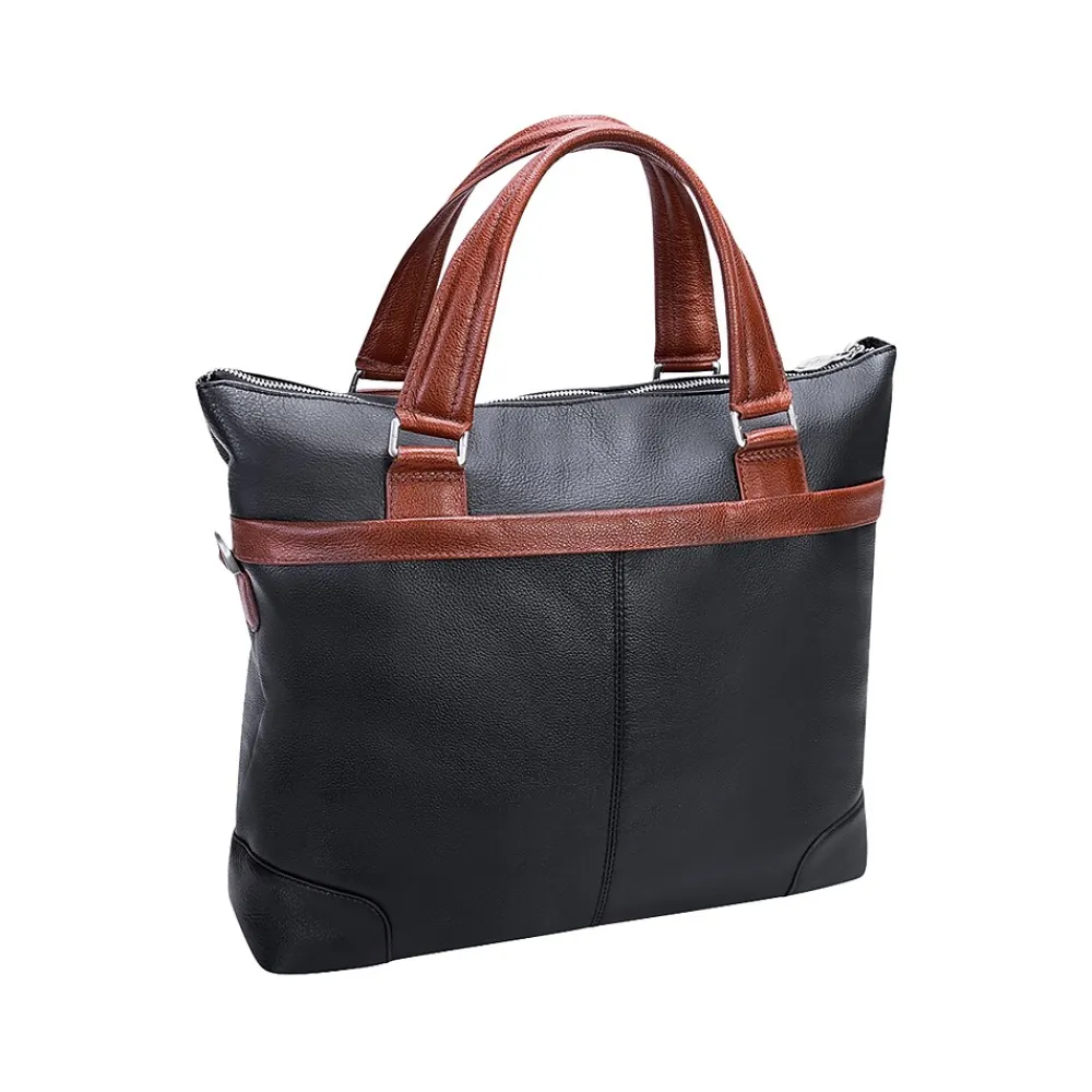 USA EASTWARD U Series Leather Pocket Briefcase, Black (18392)<McKlein Best