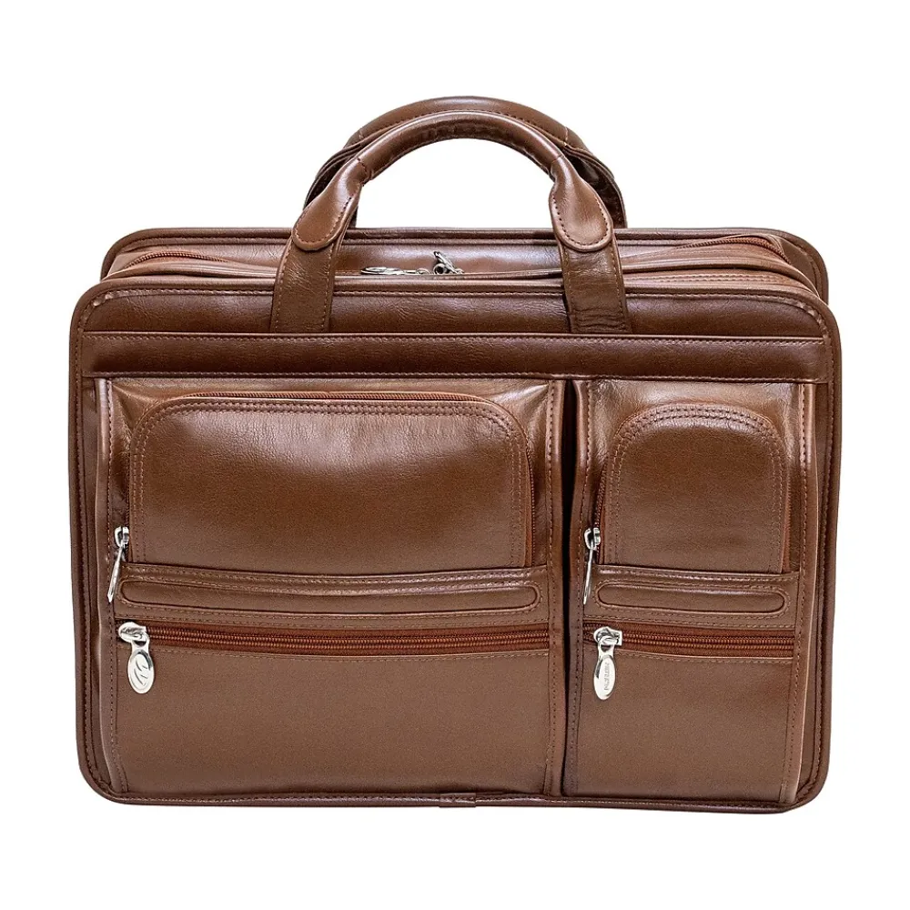 USA Hubbard Leather Briefcase, Brown (88434)<McKlein Best