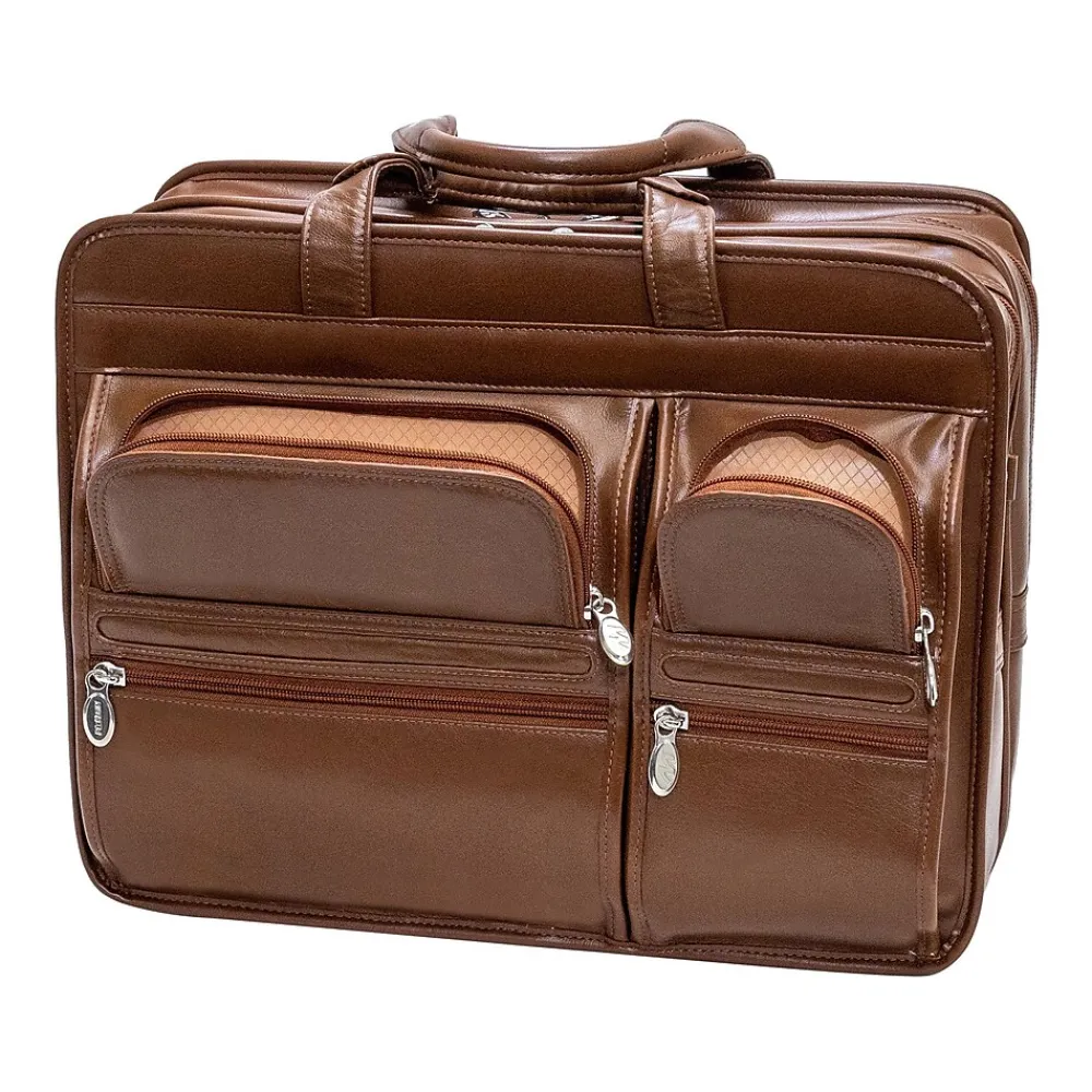 USA Hubbard Leather Briefcase, Brown (88434)<McKlein Best