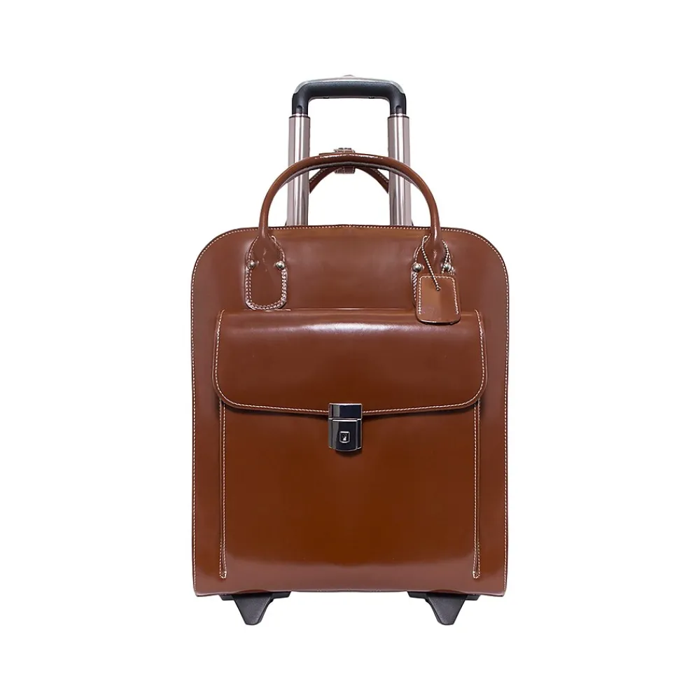 USA L Series UPTOWN Ladies' Leather Rolling Briefcase, Brown (97694)<McKlein Discount
