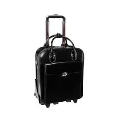 USA Melrose W Series Leather Rolling Briefcase, Black (97035)<McKlein Best