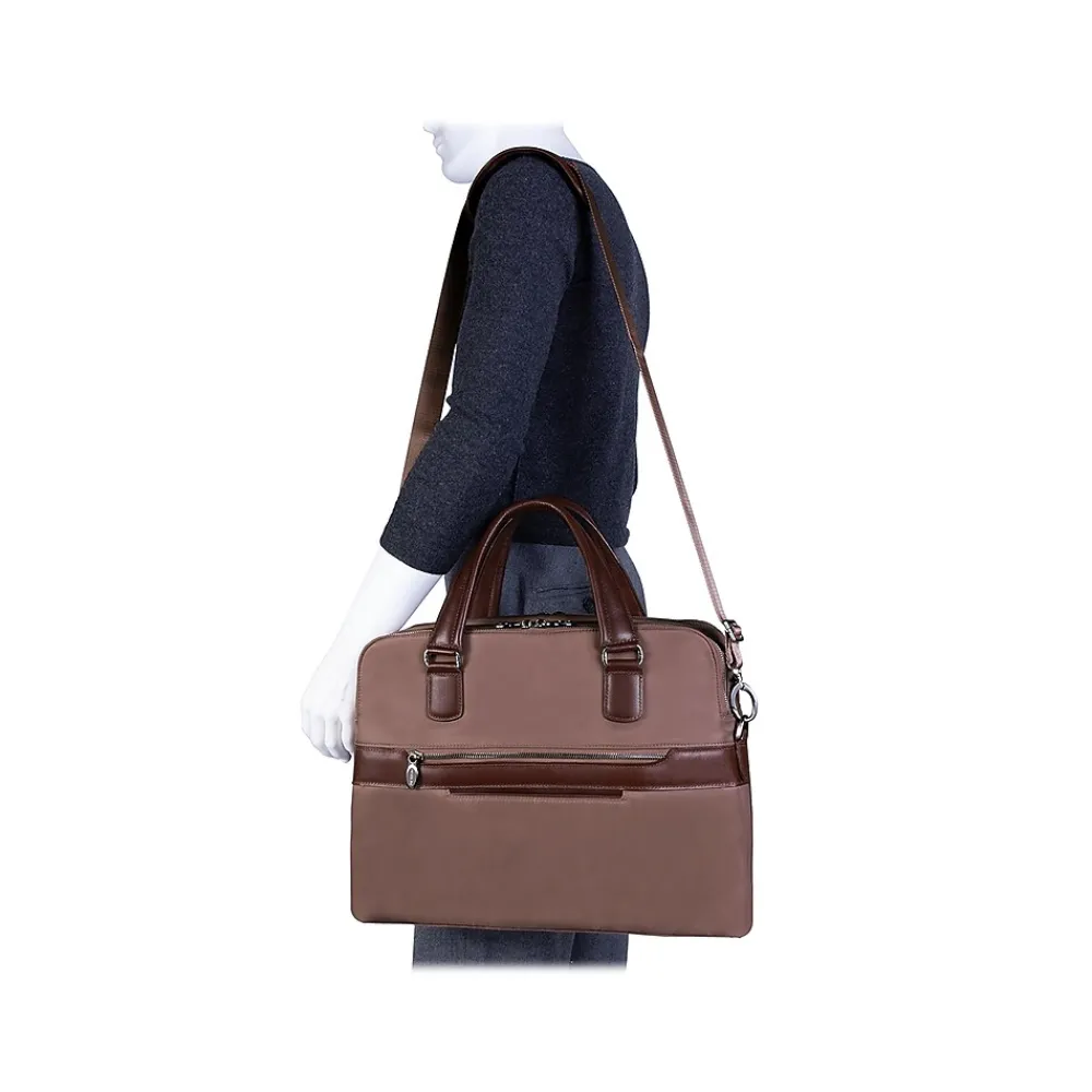 USA N Series HARTFORD Nylon Dual Compartment Briefcase, Khaki (18584)<McKlein Outlet