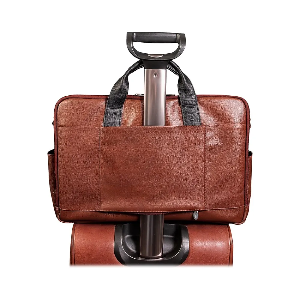 USA SOUTHPORT U Series Leather Dual Compartment Briefcase, Brown (19100)<McKlein Best