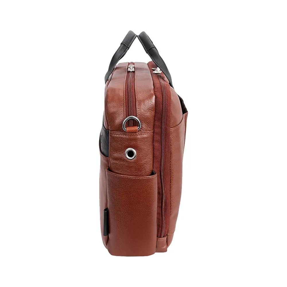 USA SOUTHPORT U Series Leather Dual Compartment Briefcase, Brown (19100)<McKlein Best
