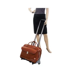 USA W Series LAKEWOOD Ladies' Leather Check-Point Friendly Briefcase, Brown (96614)<McKlein New