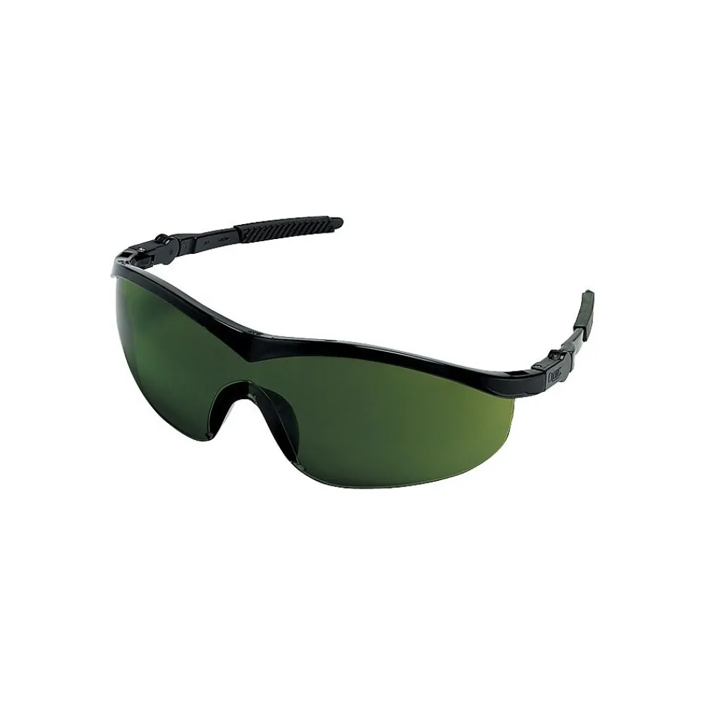 Crews MCR Safety Storm® Lightweight Safety Glasses, Wrap-around Frame, Scratch Resistant, Ratchet Temples, Black Frame, Gray Lens