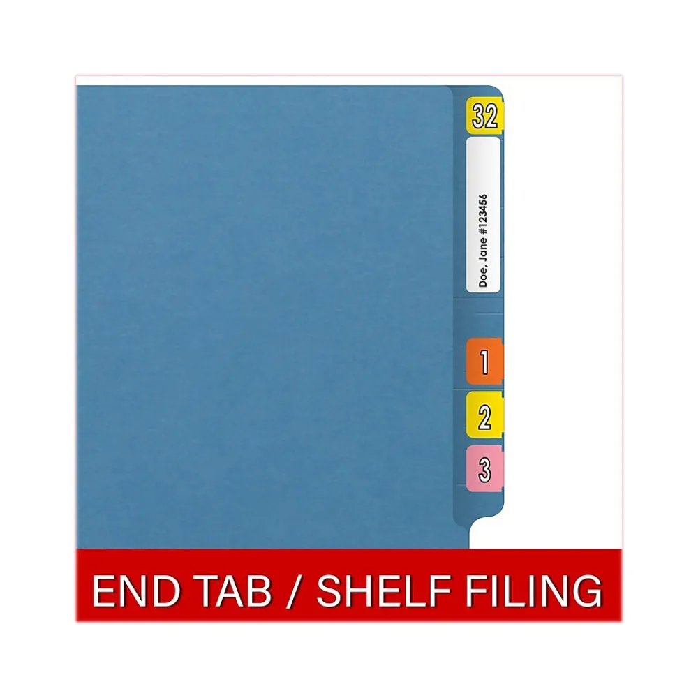 File Folders|Medical Arts Press Reinforced End Tab File Folder, Straight Cut, Letter Size, Blue, 50/Box (S-01501-BLU)