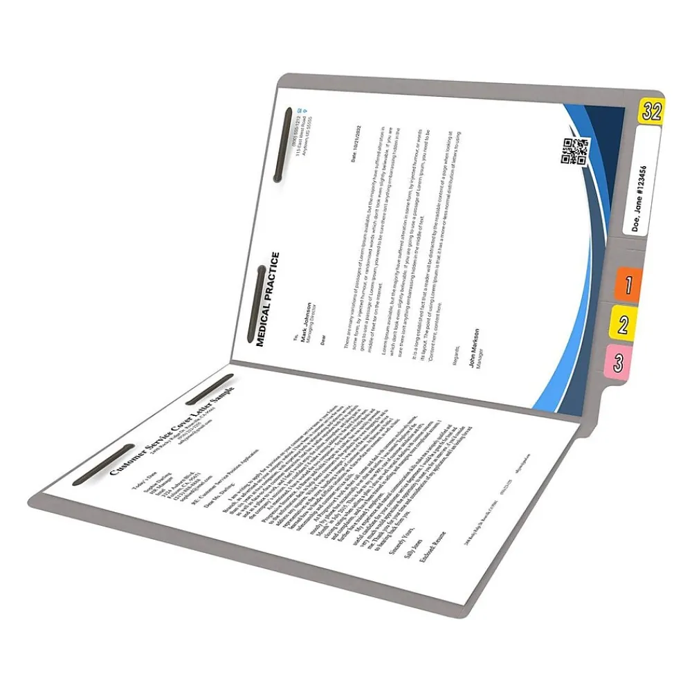 File Folders|Medical Arts Press Reinforced End Tab File Folder, Straight Cut, Letter-Size, Gray, 250/Carton (S-01502-GRY-B)