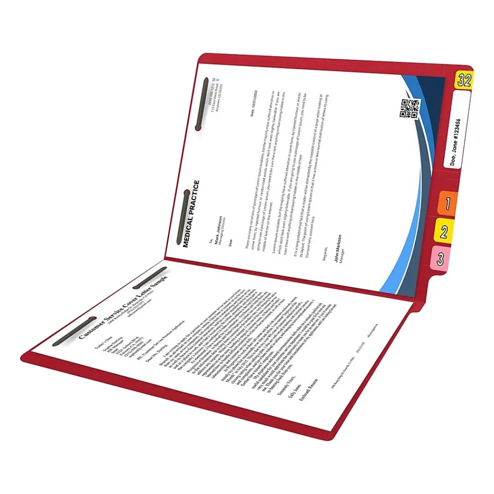 File Folders|Medical Arts Press Reinforced End Tab File Folder, Straight Cut, Letter-Size, Red, 250/Carton (S-01502-RED-B)