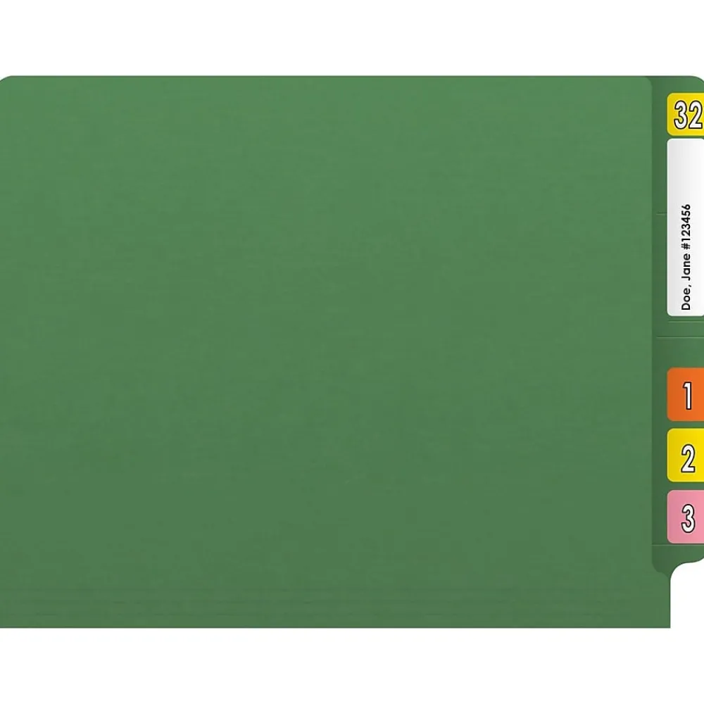 File Folders|Medical Arts Press Reinforced End Tab File Folder, Straight Cut, Letter-Size, Green, 50/Box (S-01602-GRN)