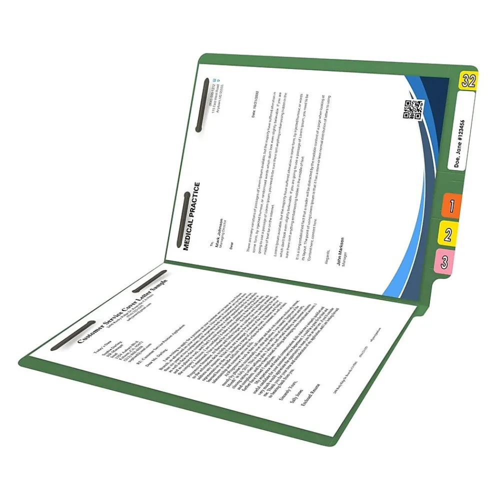 File Folders|Medical Arts Press Reinforced End Tab File Folder, Straight Cut, Letter-Size, Green, 50/Box (S-01602-GRN)