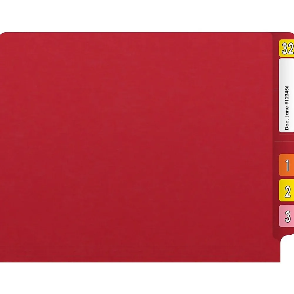 File Folders|Medical Arts Press Reinforced End Tab File Folder, Straight Cut, Letter-Size, Red, 50/Box (S-01602-RED)