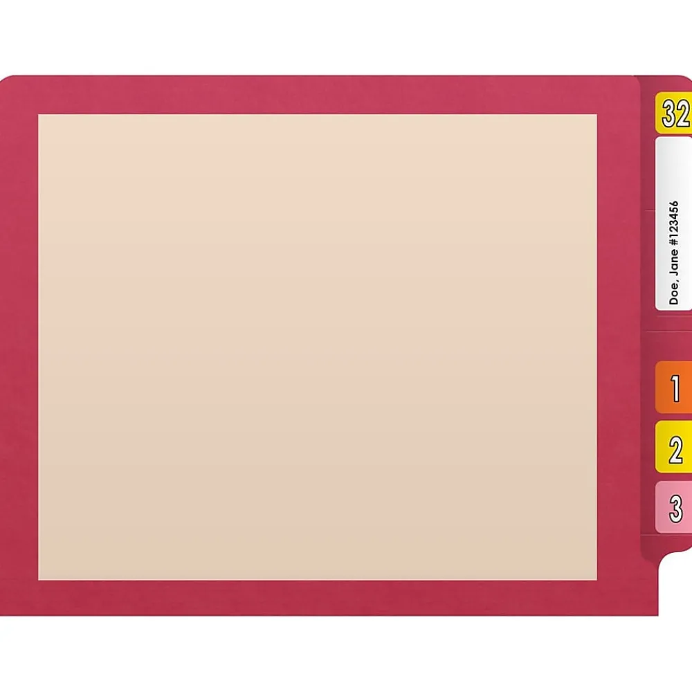 File Folders|Medical Arts Press Reinforced End Tab File Folder, Straight-Cut, Letter Size, Manila/Red, 50/Box (S-09473-RED)