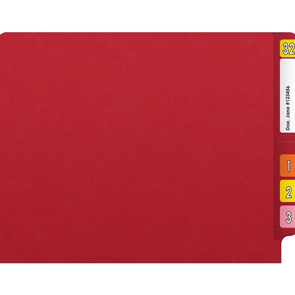 File Folders|Medical Arts Press Reinforced End Tab File Folder, Straight Cut, Letter-Size, Red, 50/Box (S-01502-RED)