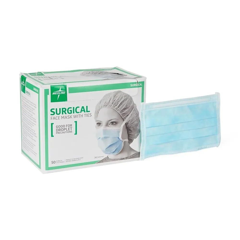 Medlite Surgical Face Masks, Blue, 50/Box (NON27402Z)<Medline New