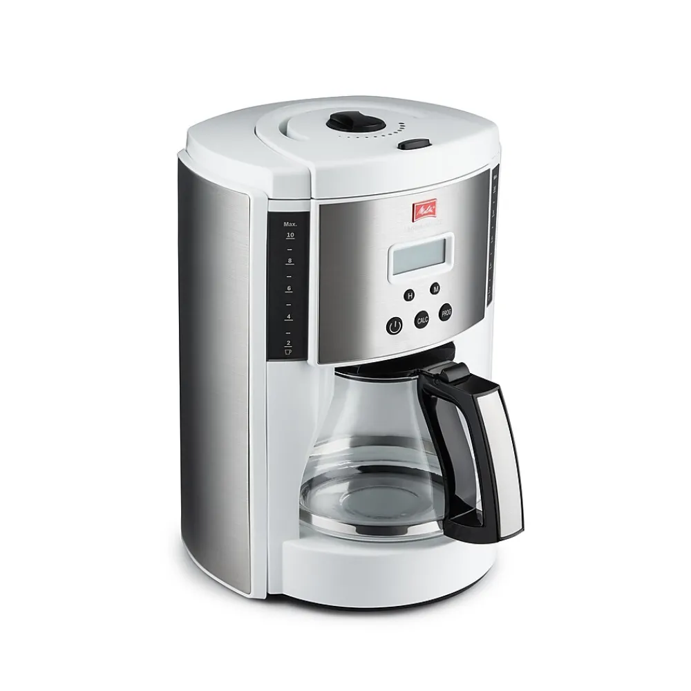 Melitta Aroma Enhance 10-Cups Automatic Drip Coffee Maker, White/Stainless Steel (MCM003PULWH0)