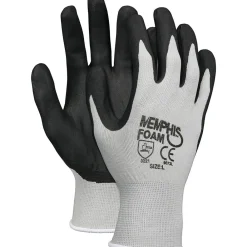 MCR Safety Memphis™ Economy Foam Nitrile Gloves, Small, Gray/Black, 12 Pairs